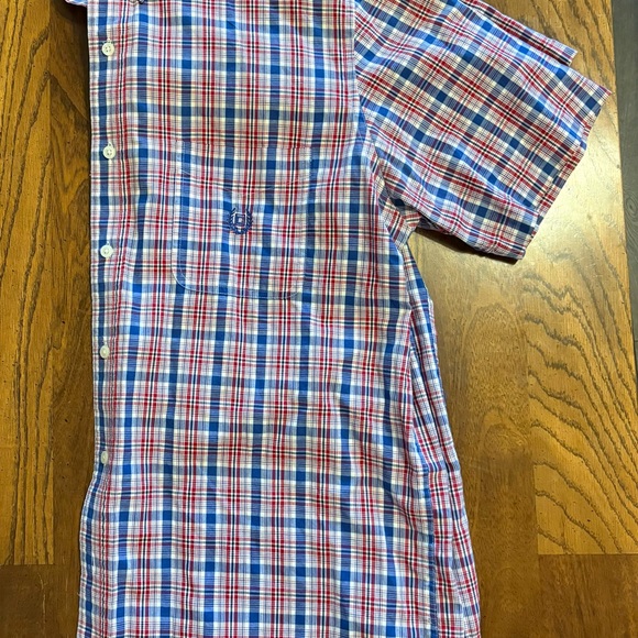 Chaps Red and Blue Checkered Button Down Shirt - Picture 2 of 3